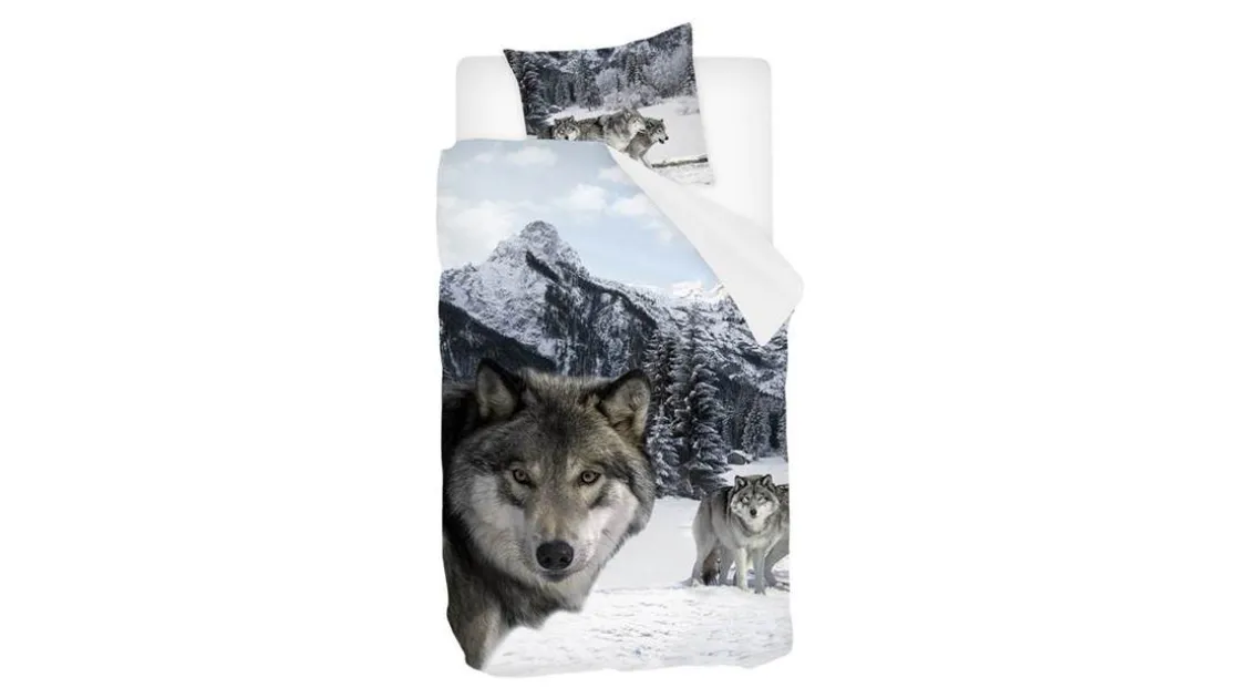 Wolf flanel dekbedovertrek
